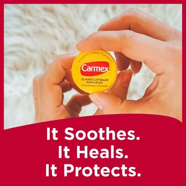Box showing ten Carmex lip balm tubes.