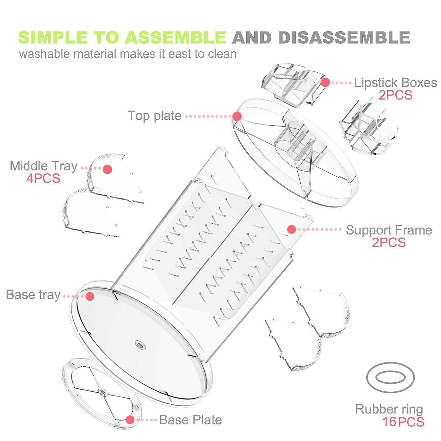 Boxalls makeup organizer adjustable trays fit items of varying heights