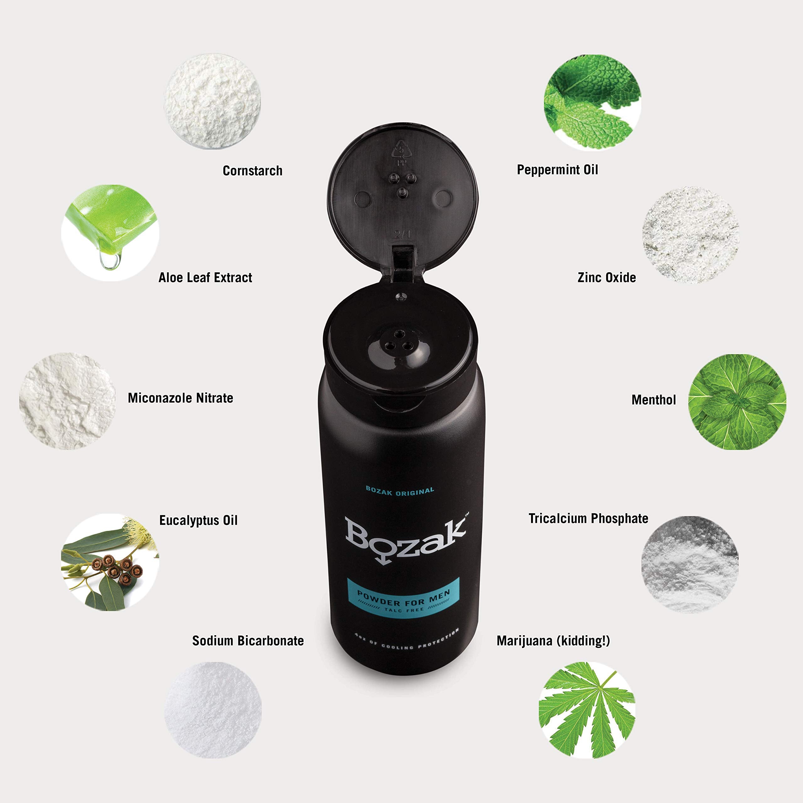 Bozak gym bag-ready powder for workouts and active sessions.