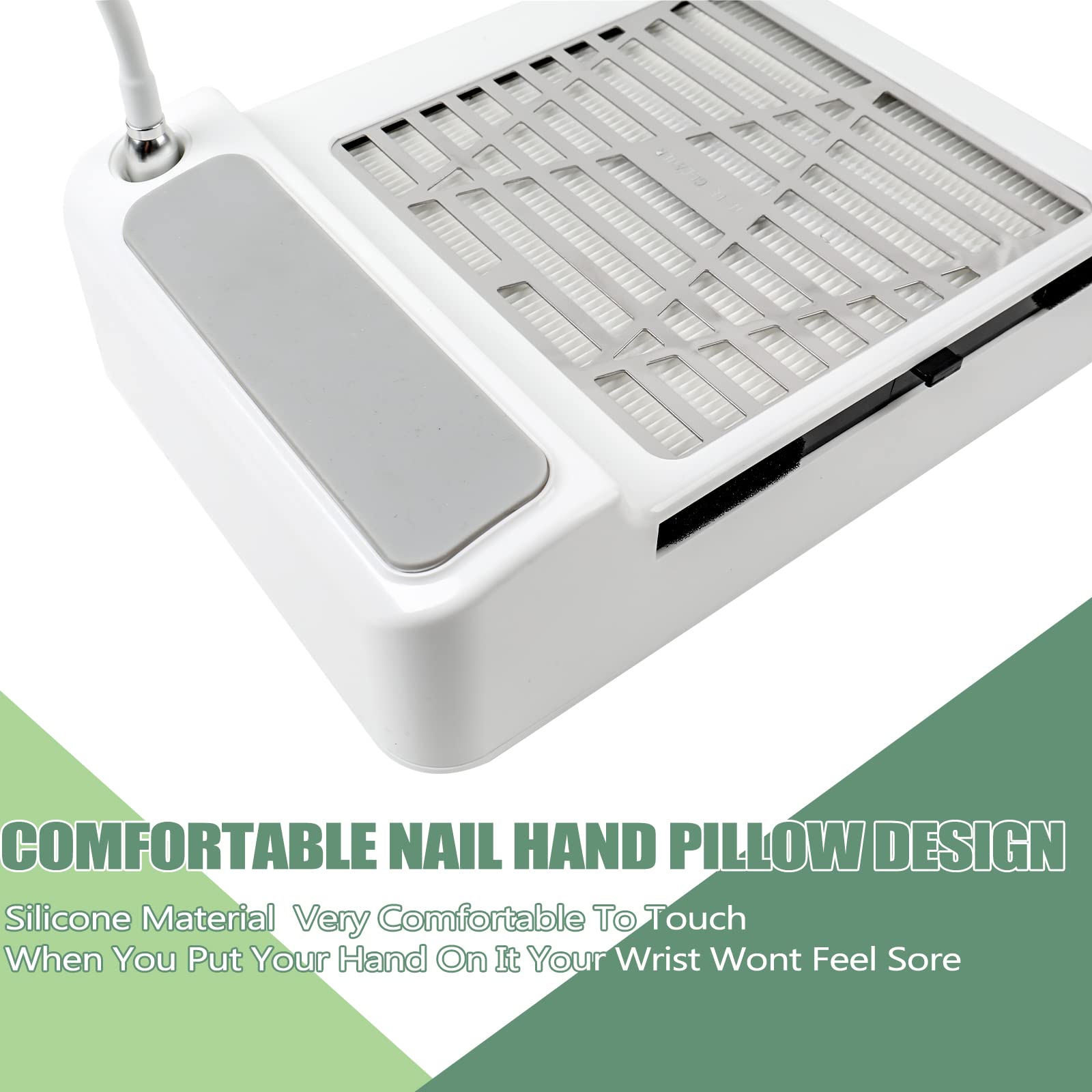 BQAN adjustable suction rotary switch tailors airflow for different nail tasks.