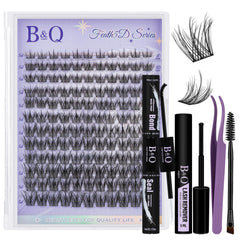 B&Qaugen Feath5D lash clusters deliver dramatic volume for a multidimensional wispy look.