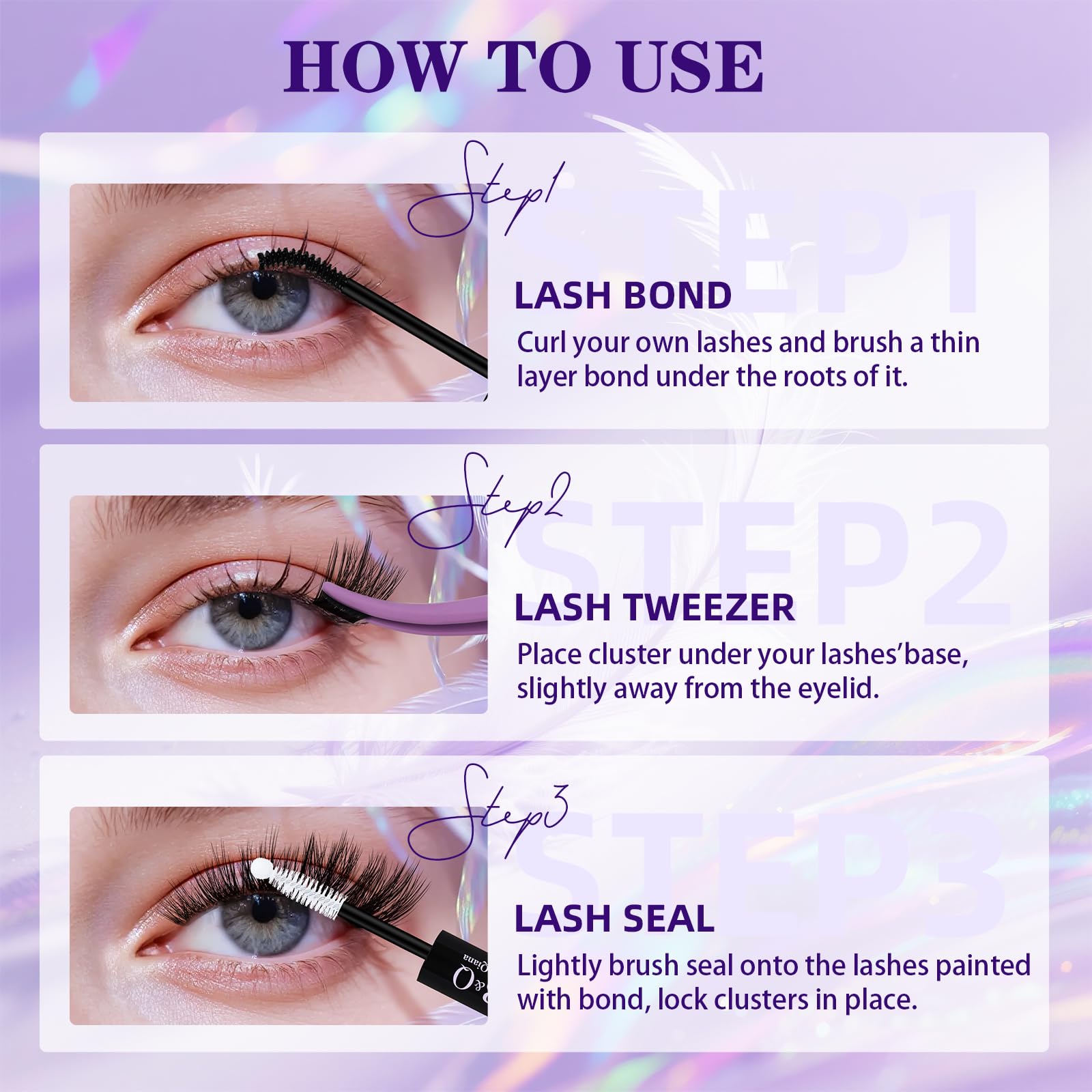 B&Qaugen waterproof lashes with C Curl for open-eye effect.