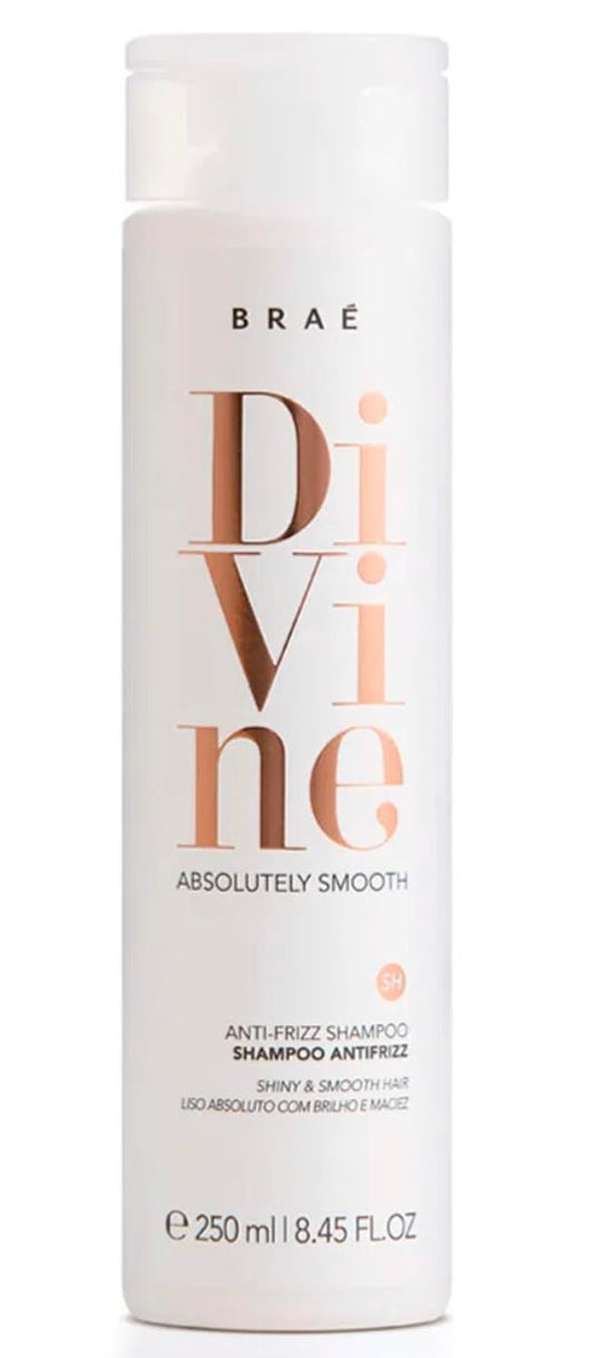 BRAÉ Divine anti-frizz shampoo bottle for sleek, shiny, manageable hair.