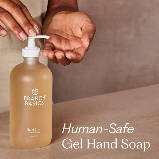 Branch Basics Gel Hand Soap with aloe, chamomile, meadowfoam — soothing botanical blend nourishes hands.
