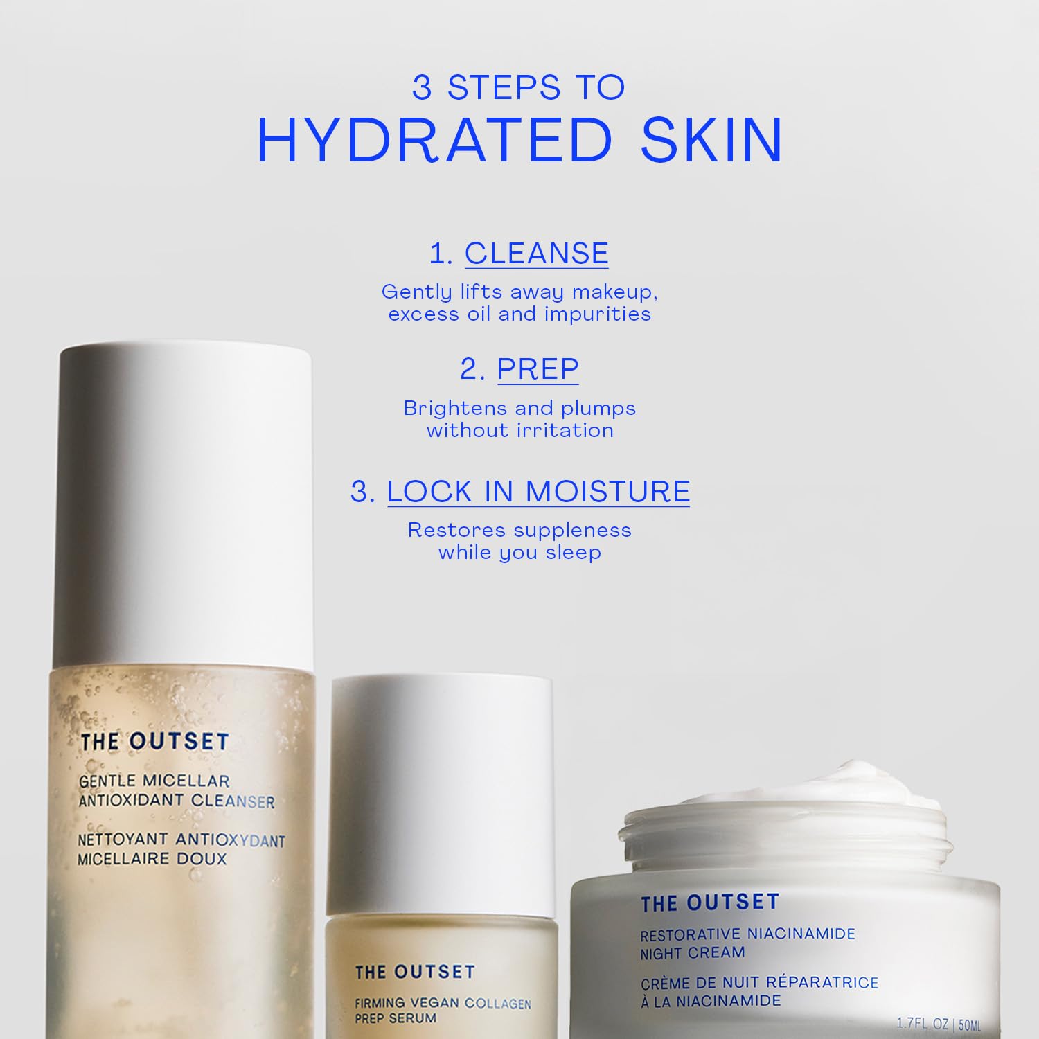 Brand logo on The Outset packaging communicates clean-luxury skincare