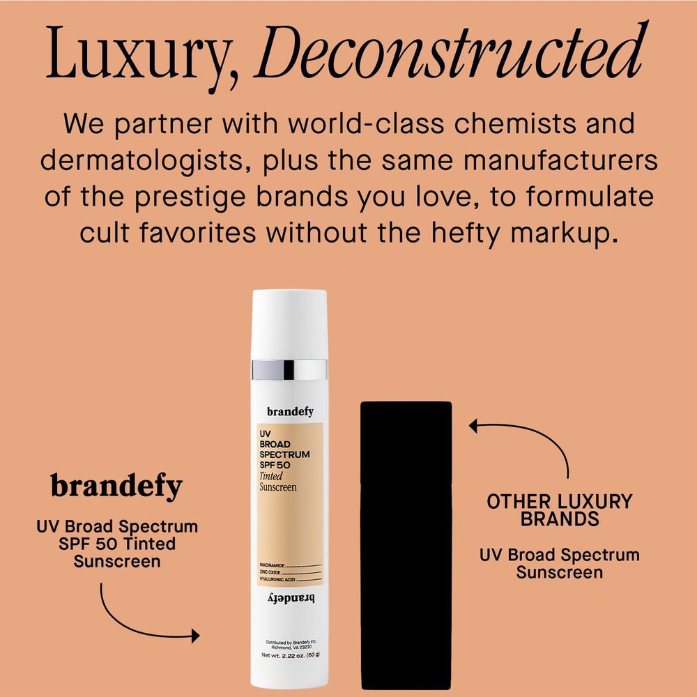 Brandefy UV tinted SPF 50 face protection with no white cast.
