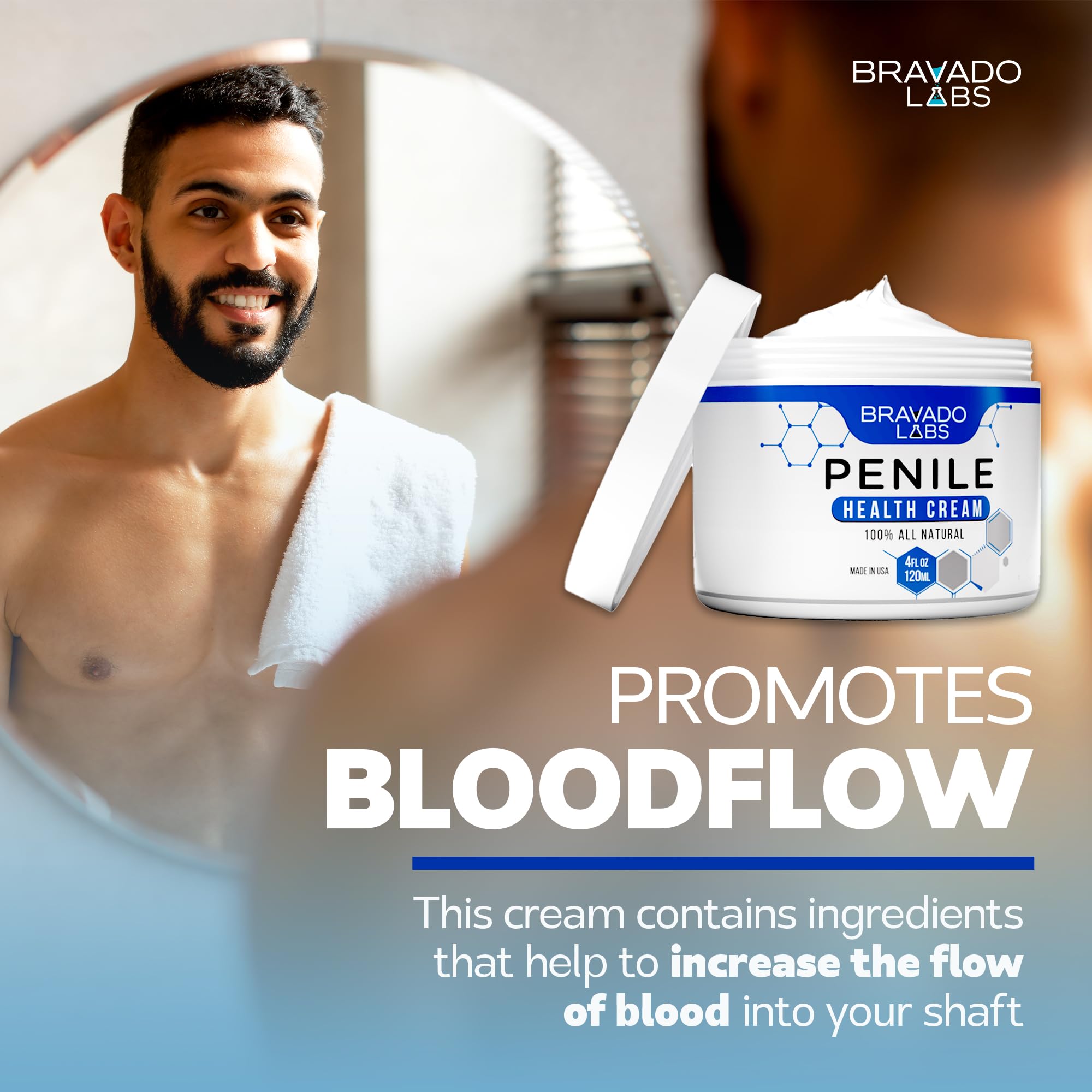 Bravado Labs premium penile health creme on skin showing soothing feel