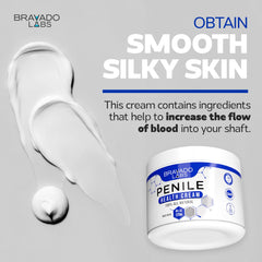 Bravado Labs premium penile health creme texture close-up highlighting lightweight hydration
