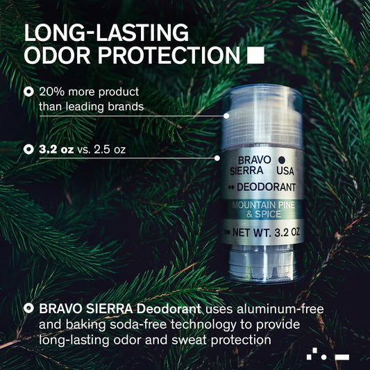 Bravo Sierra aluminum-free deodorant being applied for daily comfort.