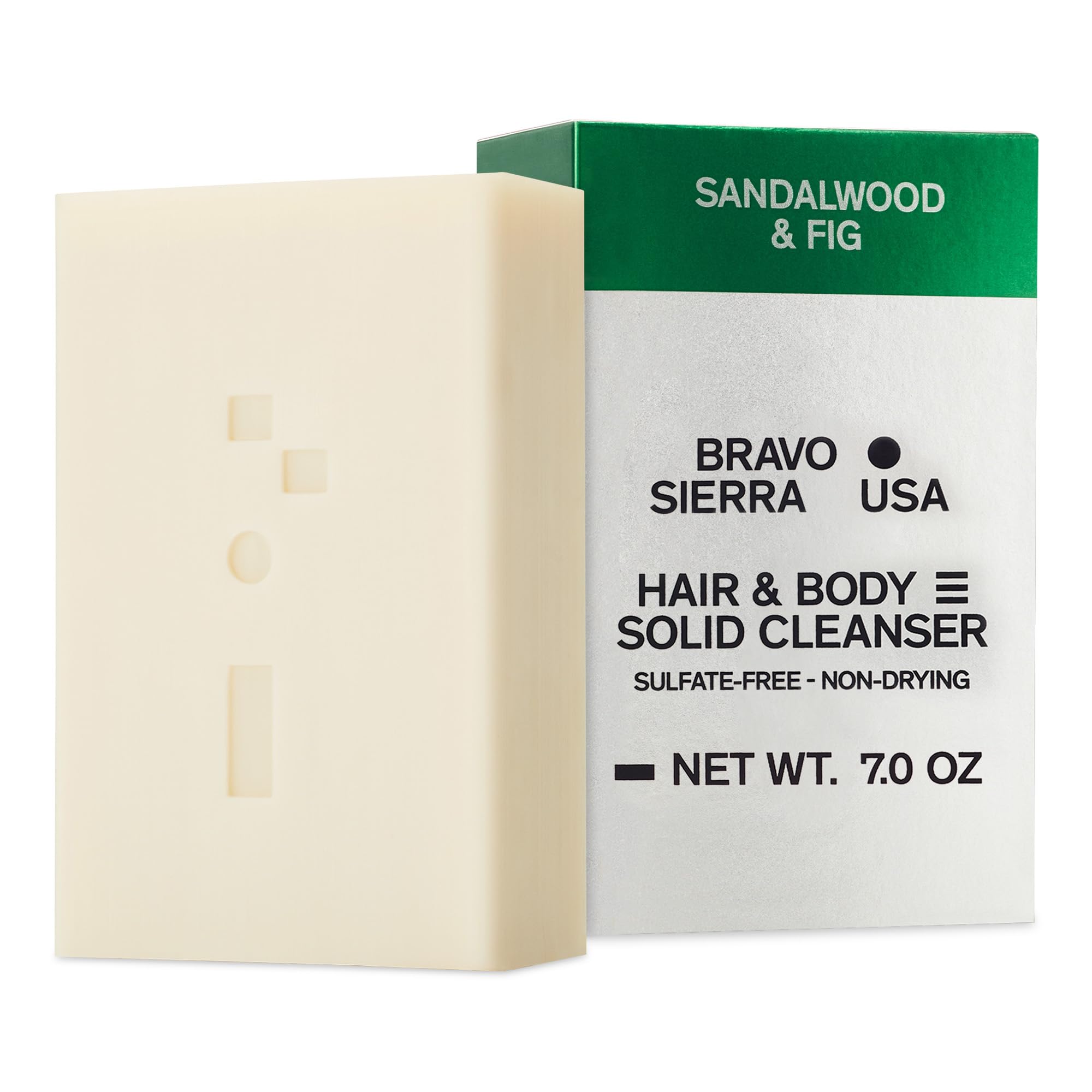 Bravo Sierra solid cleanser lather close-up, rich foam for all-in-one wash