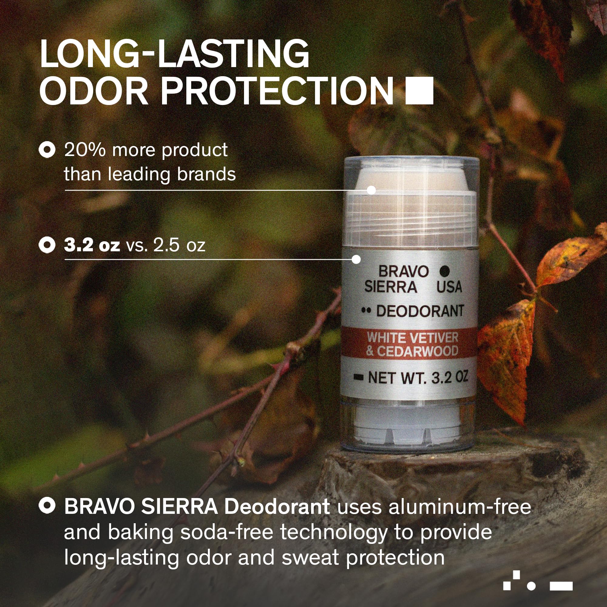 Clear glide application of Bravo Sierra deodorant that dries quickly.