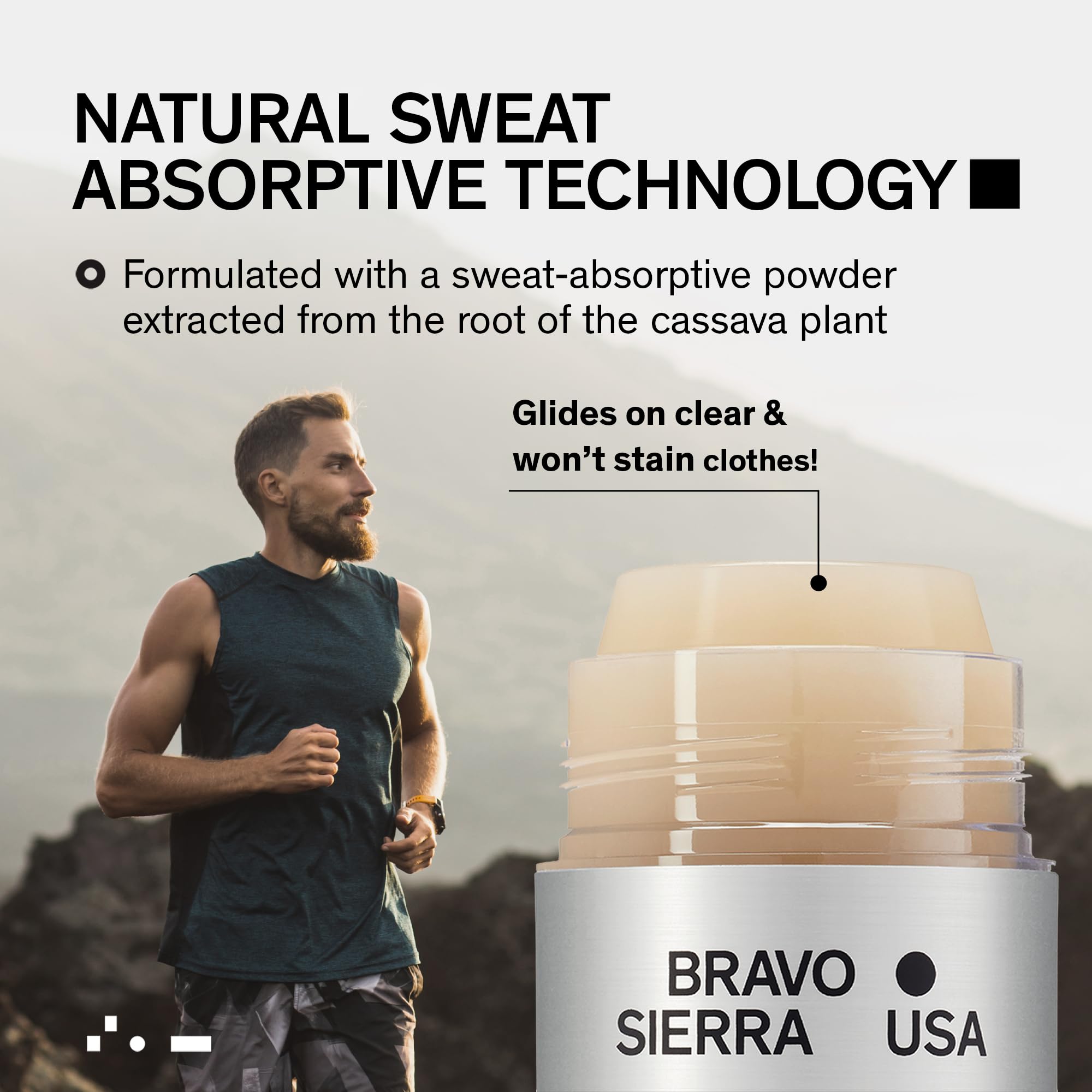 Bravo Sierra product glides on clear and does not stain clothes