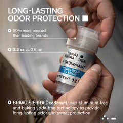 Bravo Sierra Tonka Bean & Lemon scent for daily freshness.