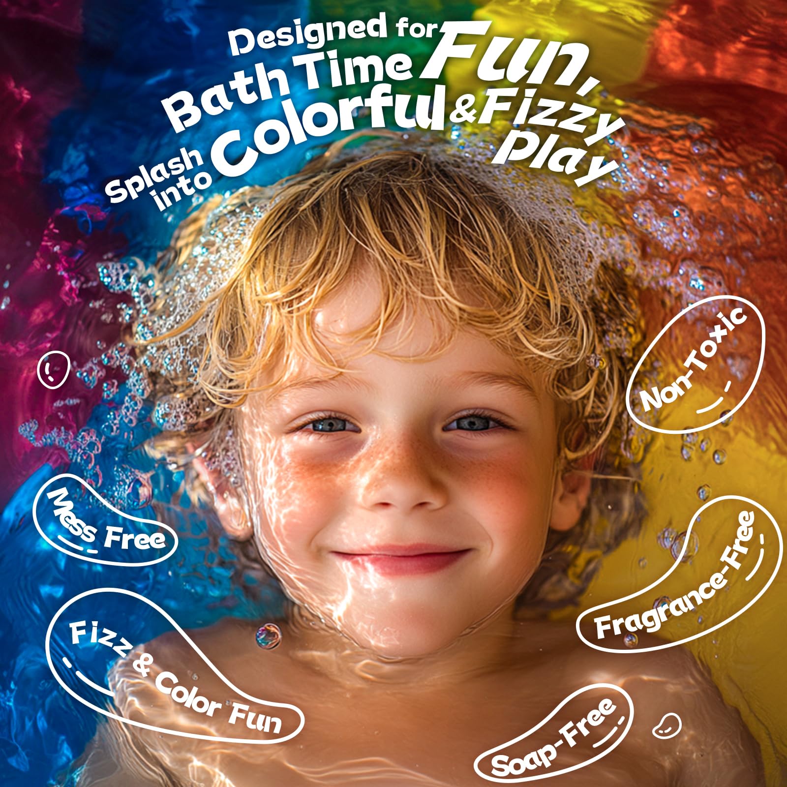 BreezeDream tablets dissolving completely with bright color swirls in the tub
