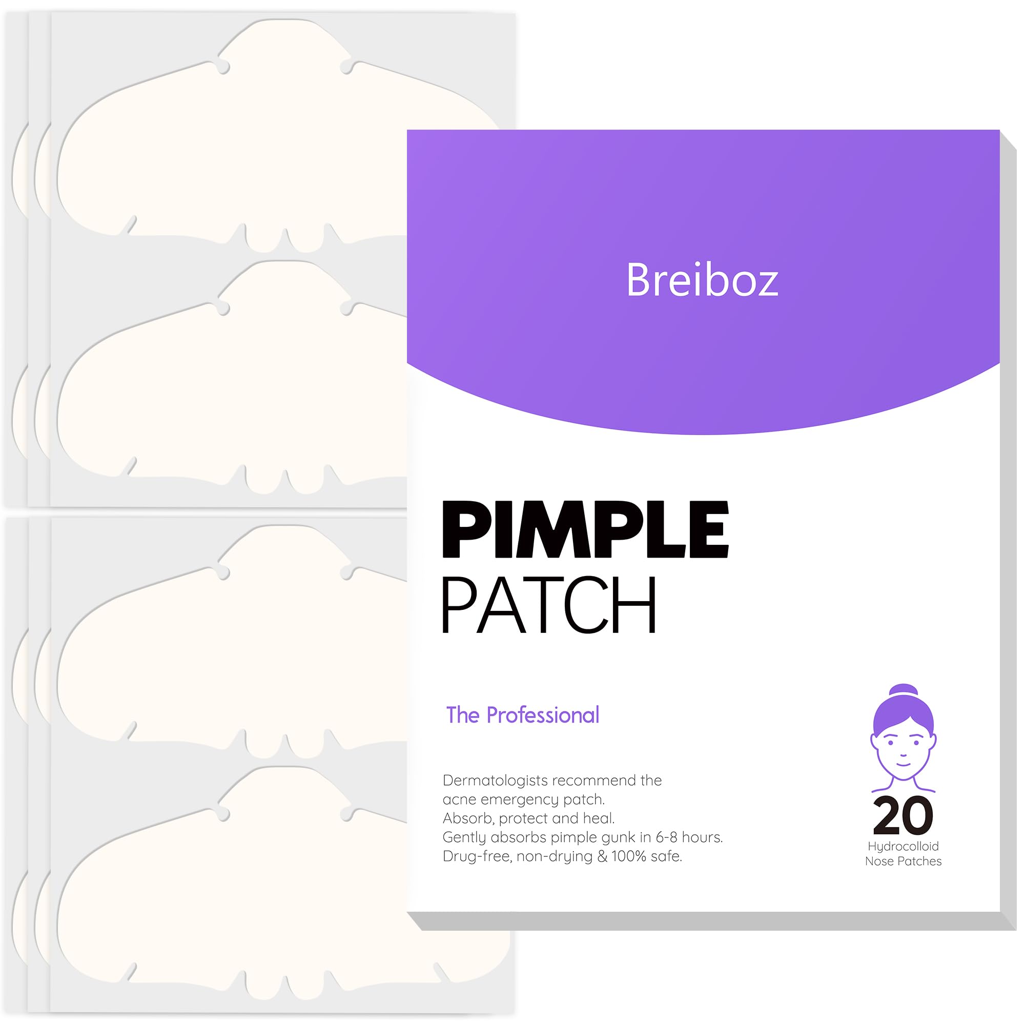 Breiboz XL nose patch close-up showing strong adhesion for day-long wear