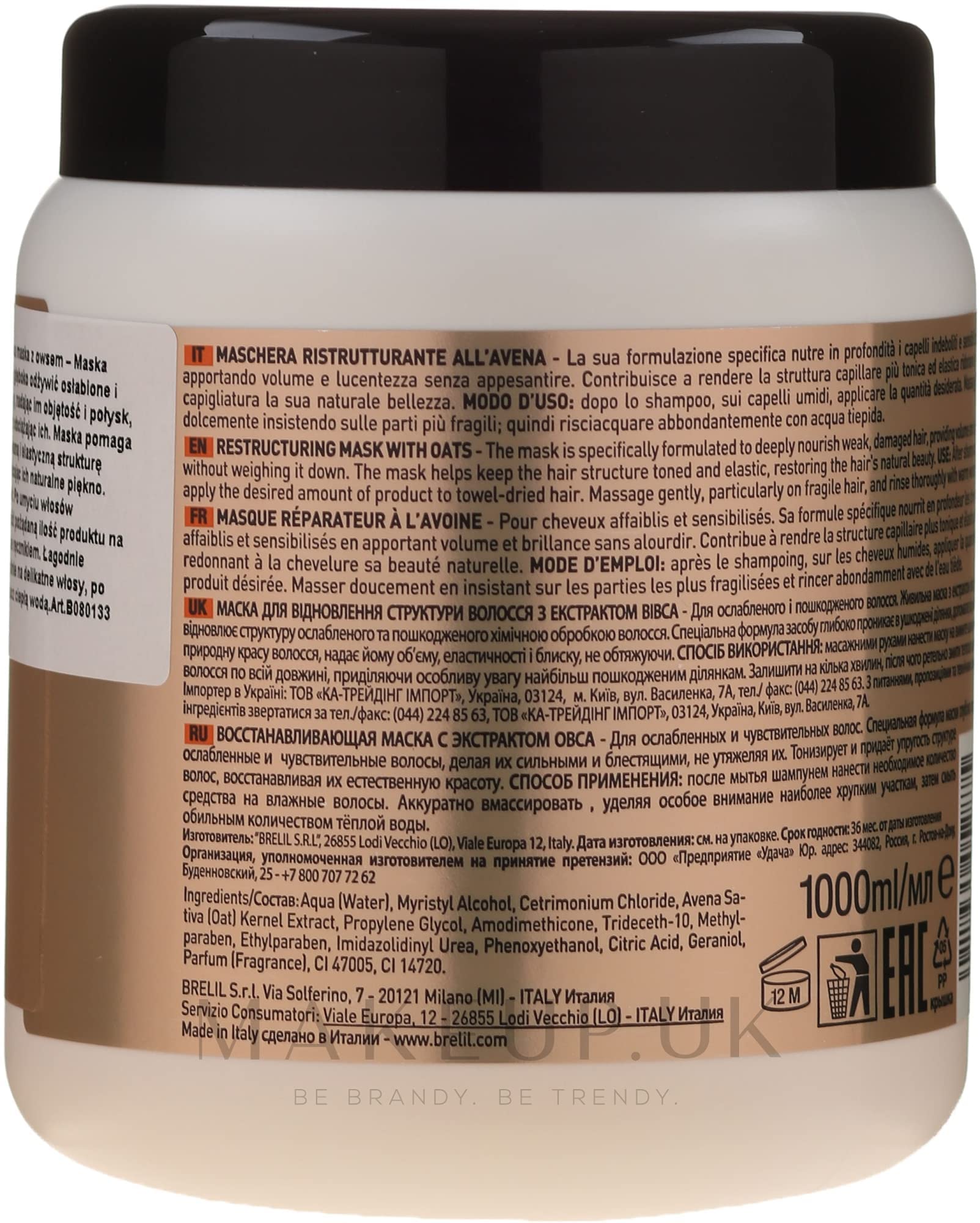 Hair after using Brelil Numero oat mask, appearing shinier and more manageable.