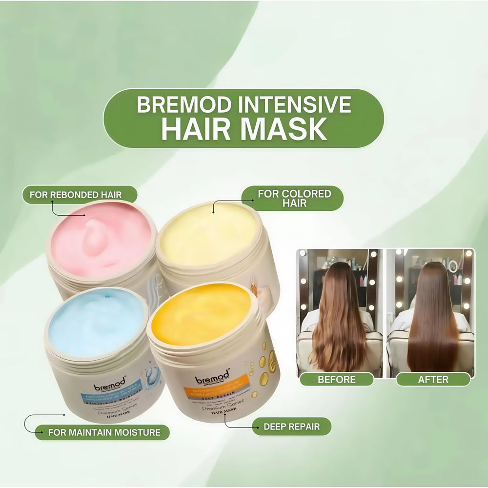 After-use Bremod hair strands look fuller and movable with the mask.