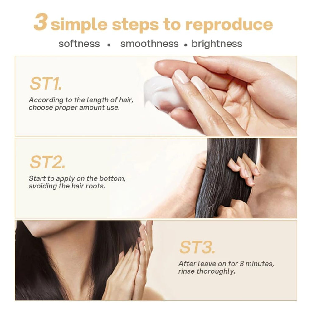 Hands massaging Bremod Performance Hair Mask into damp hair during routine.