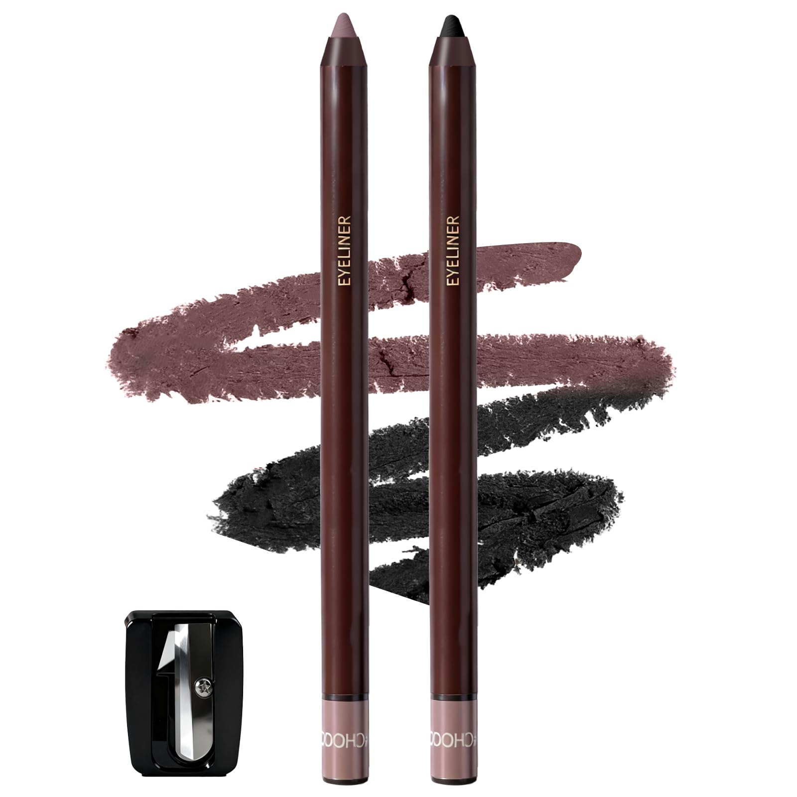Brenqe Plum & Black gel eyeliner set packaging with two pencils for lasting definition