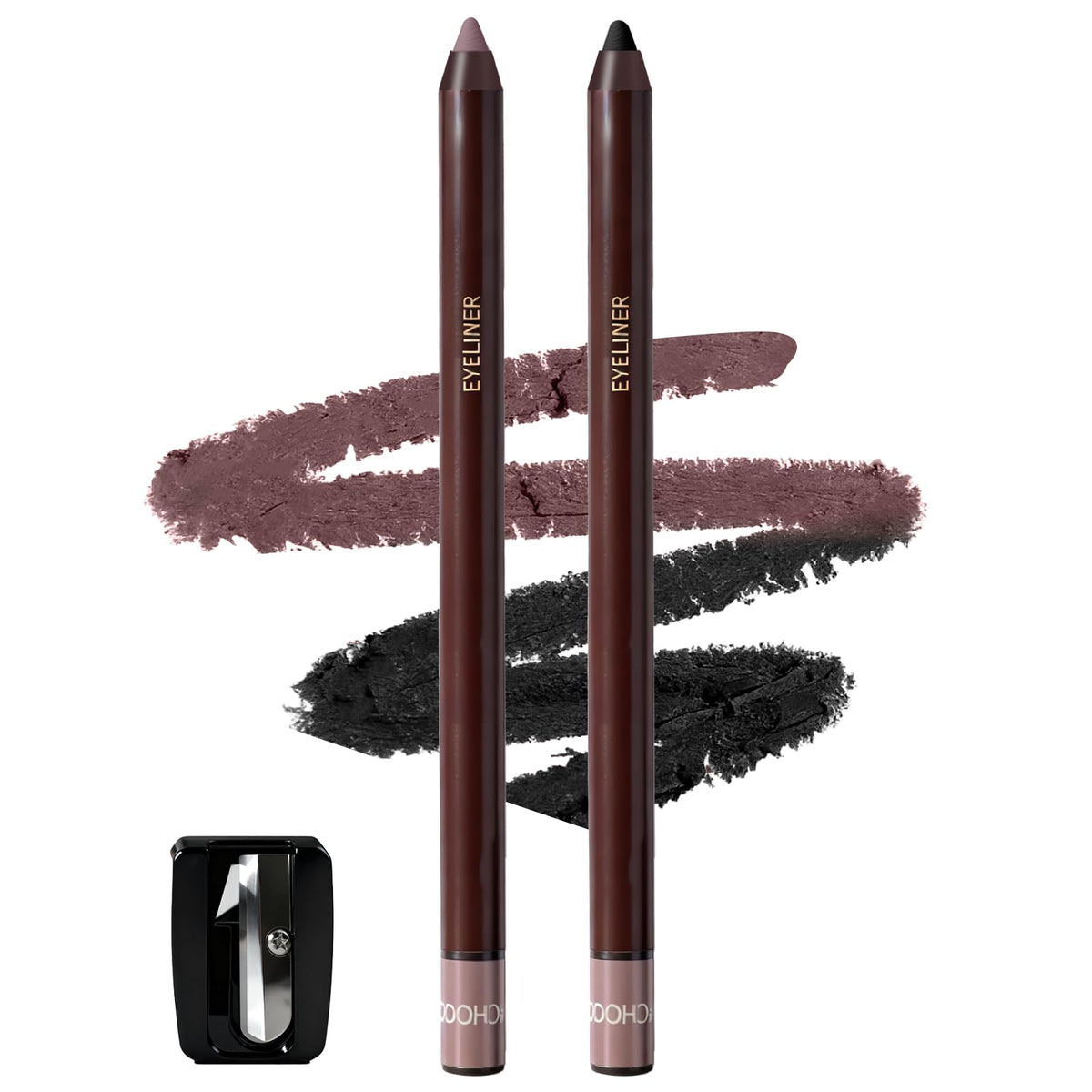 Brenqe Plum & Black gel eyeliner set packaging with two pencils for lasting definition
