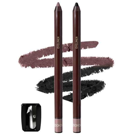 Brenqe Plum & Black gel eyeliner set packaging with two pencils for lasting definition