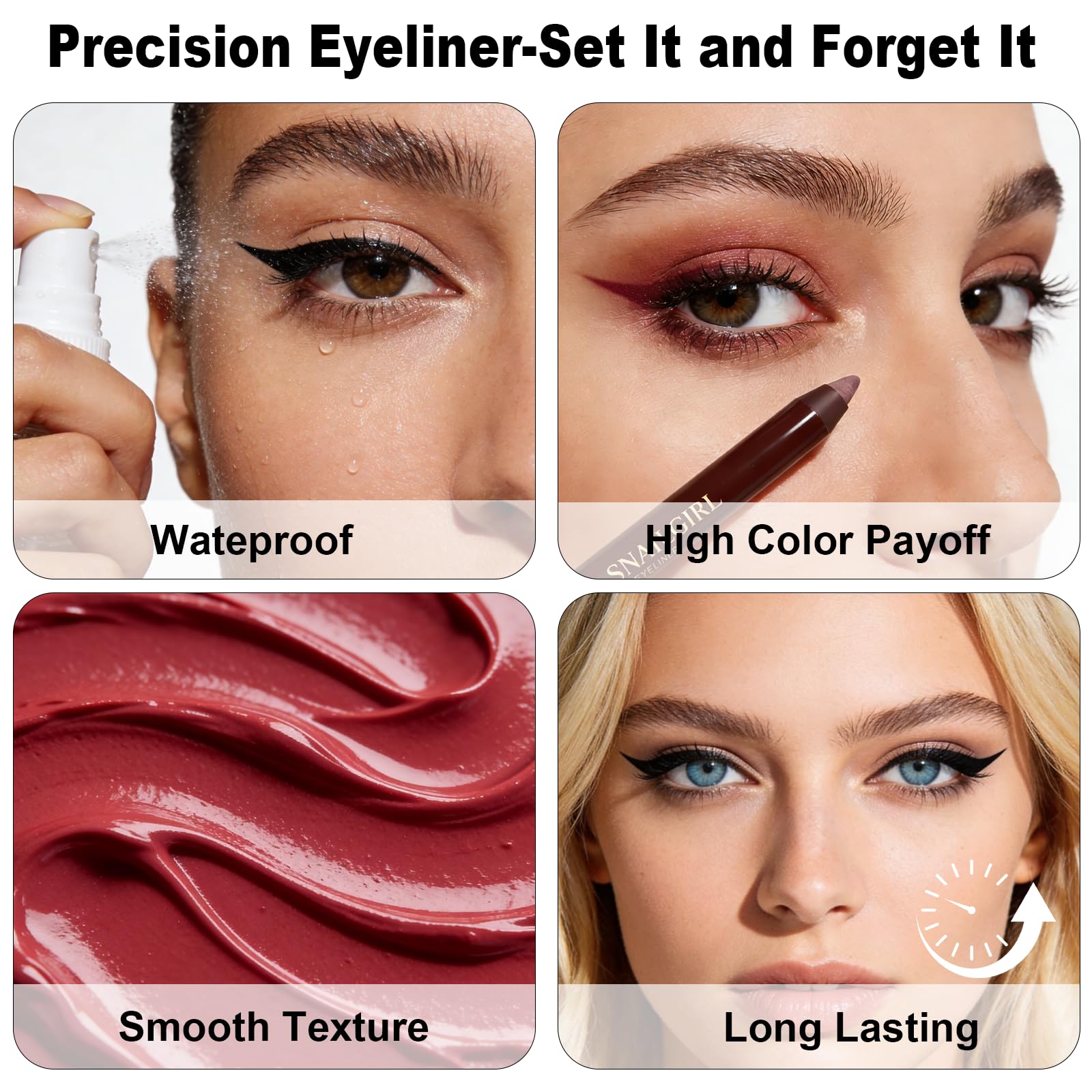 Brenqe plum liner enhances green eyes with dimensional depth