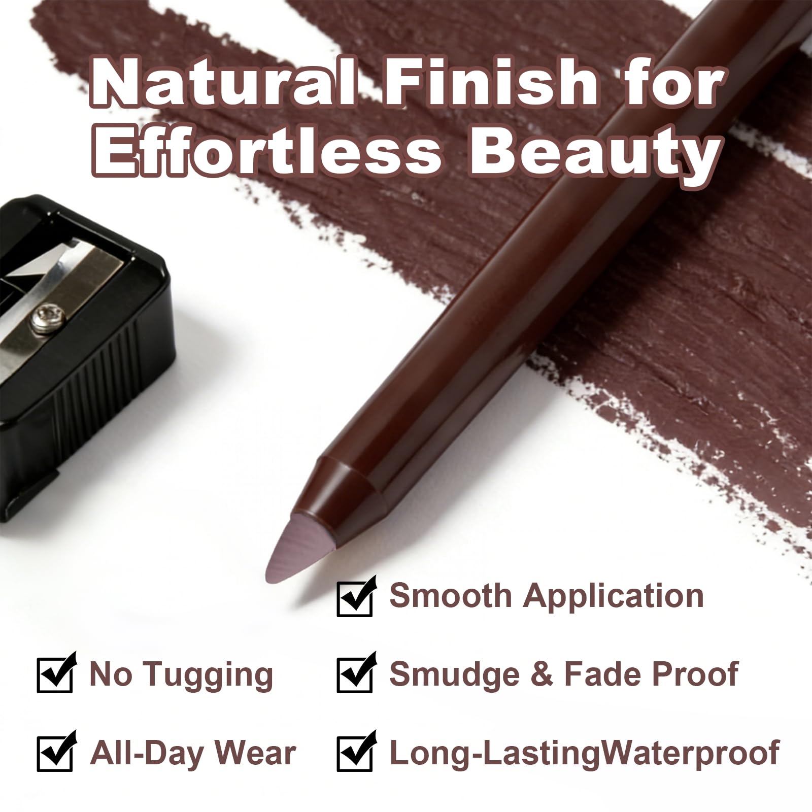 Close-up of Brenqe Plum Gel Eyeliner tip for clean daytime definition.
