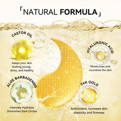 BREYLEE 24K eye masks applied under eyes with non-slip grid.