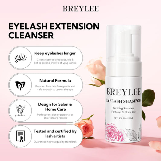 BREYLEE cleansing brush removes debris from lash line for thorough cleaning
