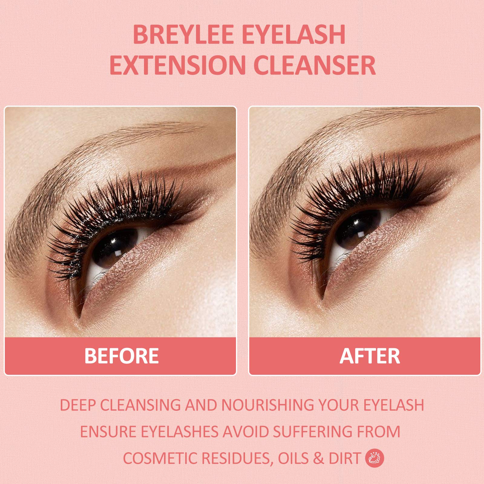 BREYLEE cleanser with mascara brush enables precise cleaning of lashes.