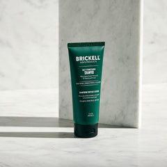 Close-up of rich lather from Brickell shampoo with peppermint and tea tree