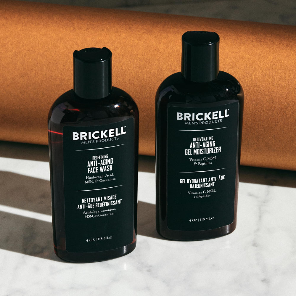 Brickell Men's Face Moisturizer gel texture close-up, lightweight hydration