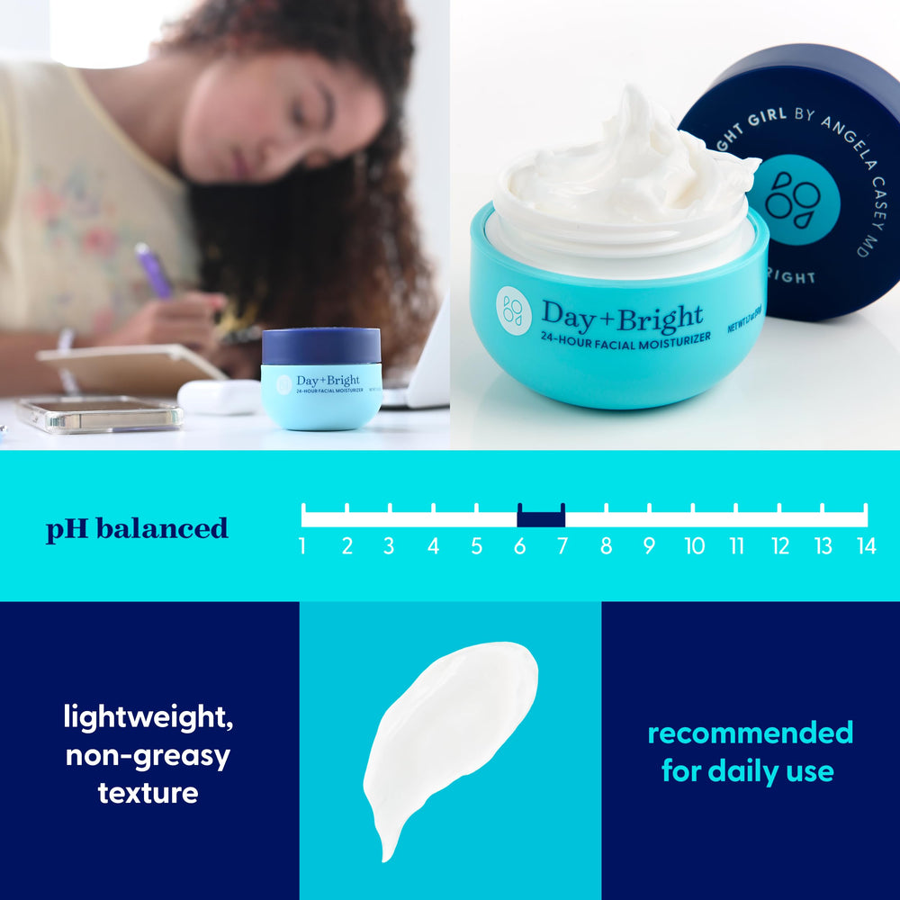 Key ingredients: Chamomile in Day+Bright supports sensitive skin in teens.
