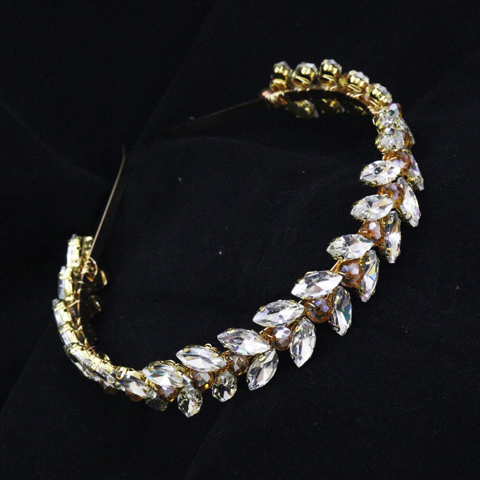 Brihasory green rhinestone headband on model for bridesmaids.