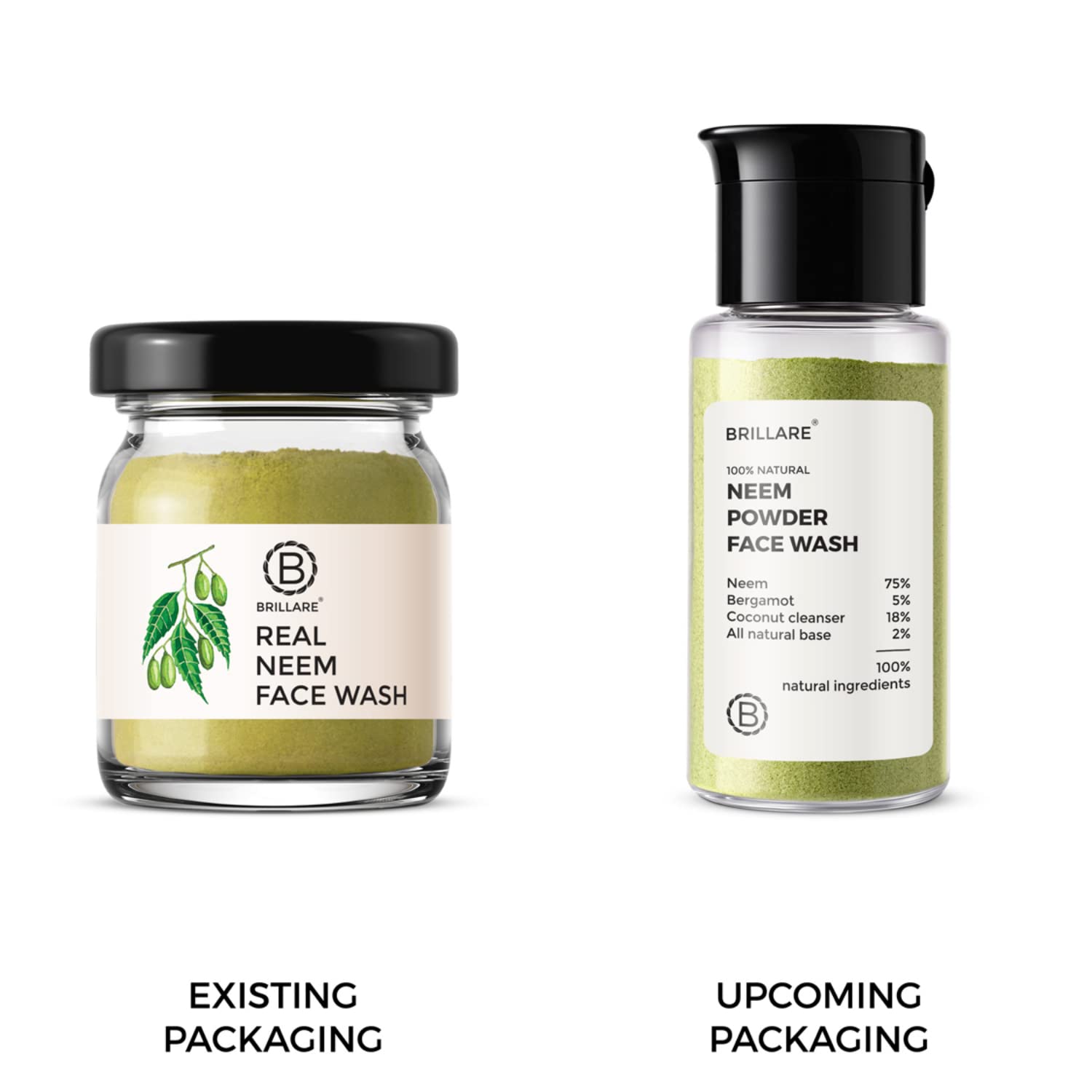 BRILLARE Real Neem Powder Facial Cleanser in use on skin for refreshing cleanse
