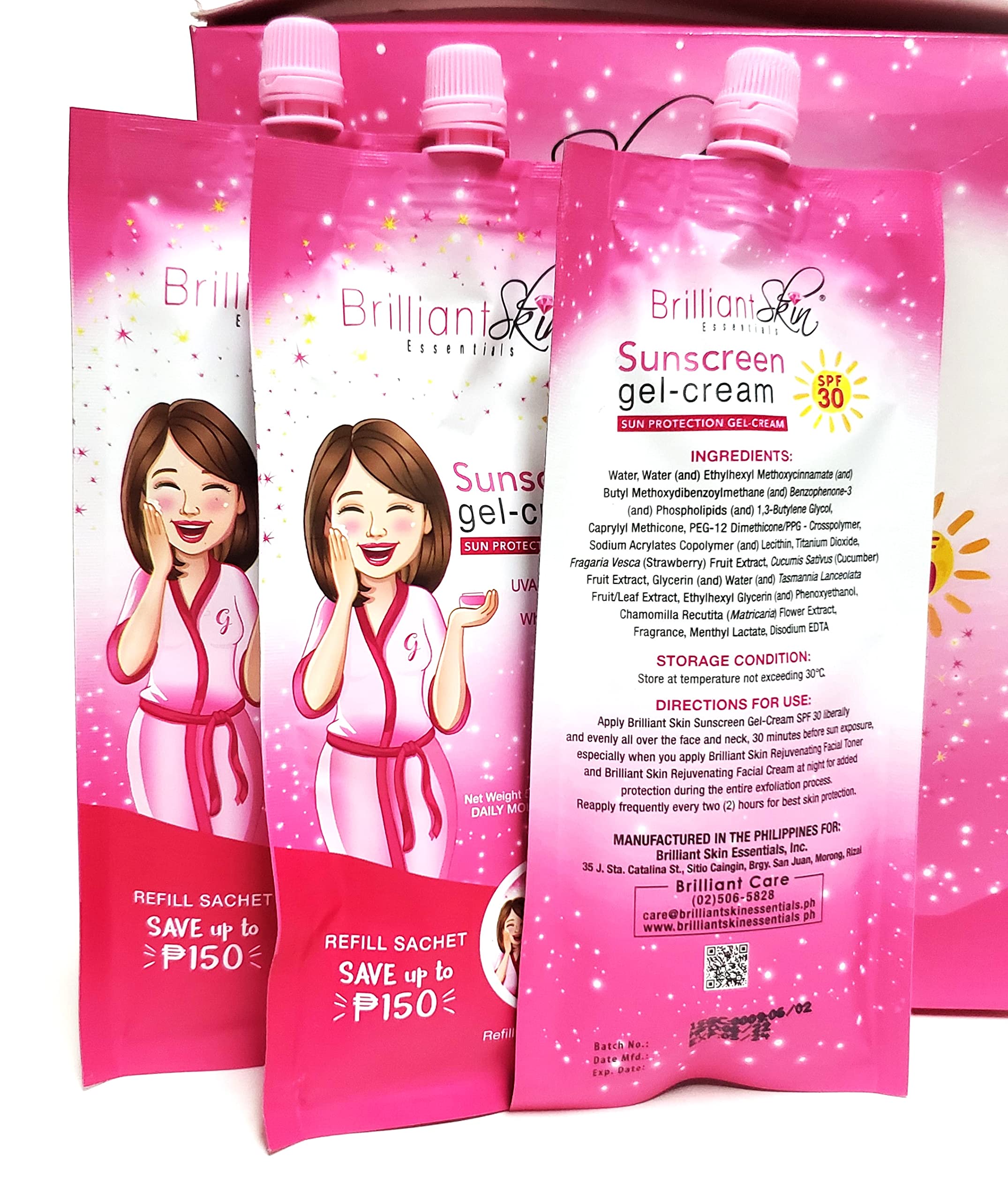 Brilliant Skin Essentials SPF 30 label visible for daily sun protection.