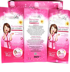 Brilliant Skin Essentials sunscreen gel-cream texture close-up shows lightweight absorption.