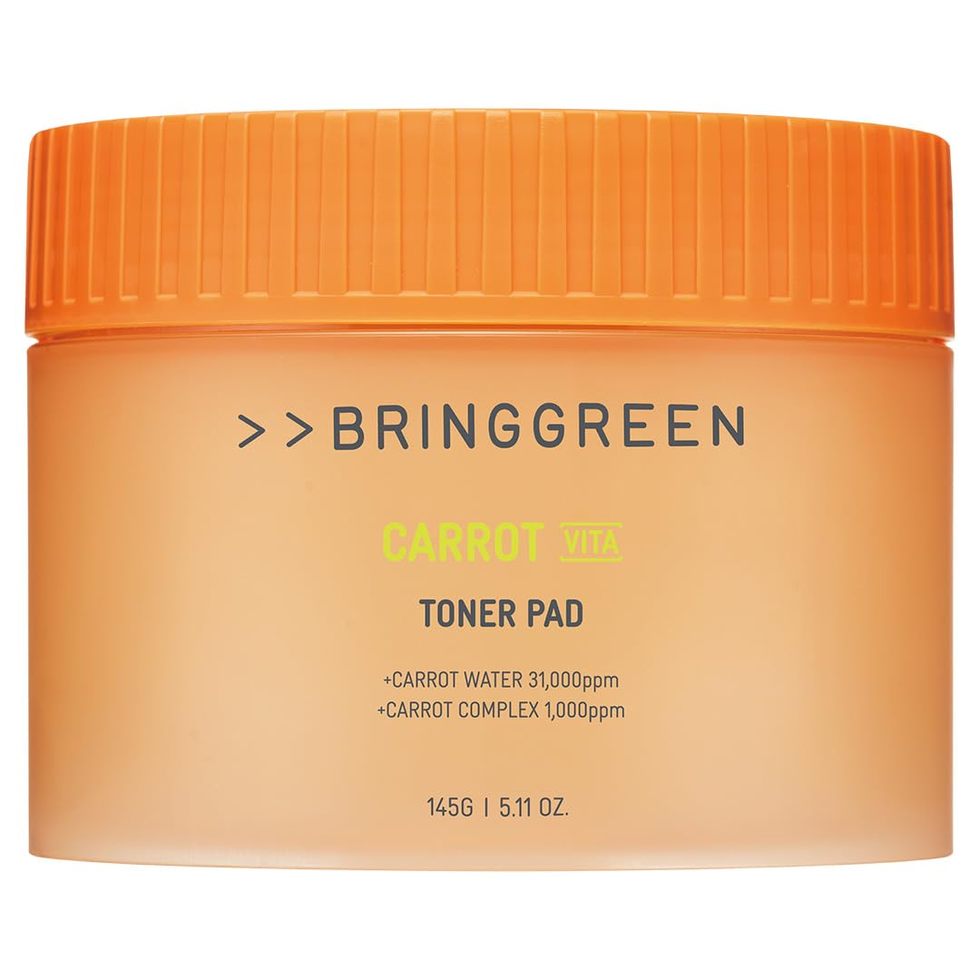 BRING GREEN Carrot Toner Pad packaging showcases brand and eco-conscious design for mindful skincare.