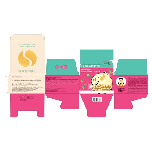BRING GREEN gold collagen patches applied under the eyes for smooth adhesion.