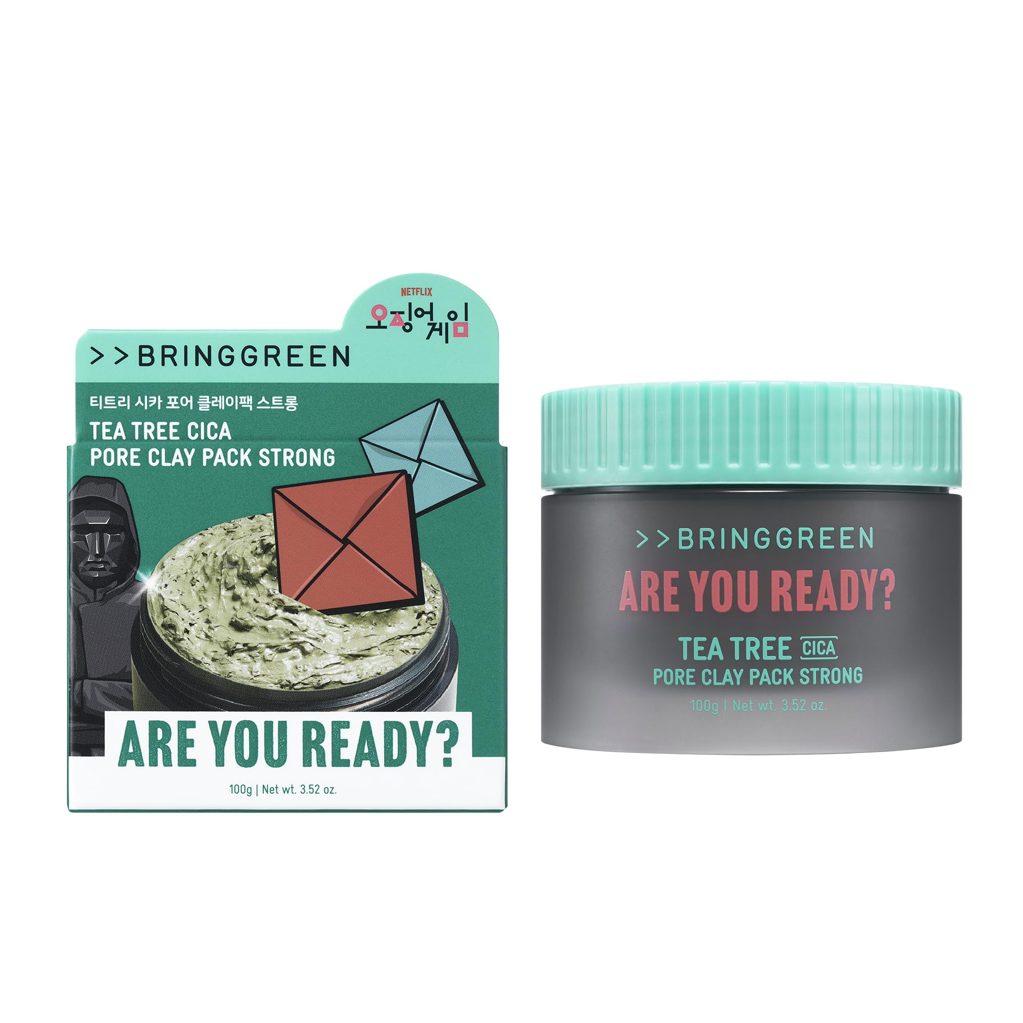 BRING GREEN tea tree cica ingredients label highlights calming formula for sensitive skin.