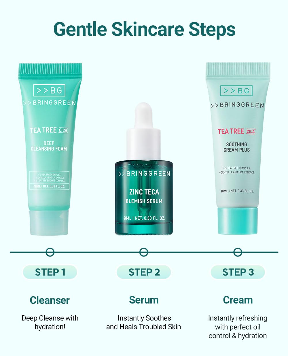 Bring Green tea tree cica moisturizer tube with smooth hydration texture