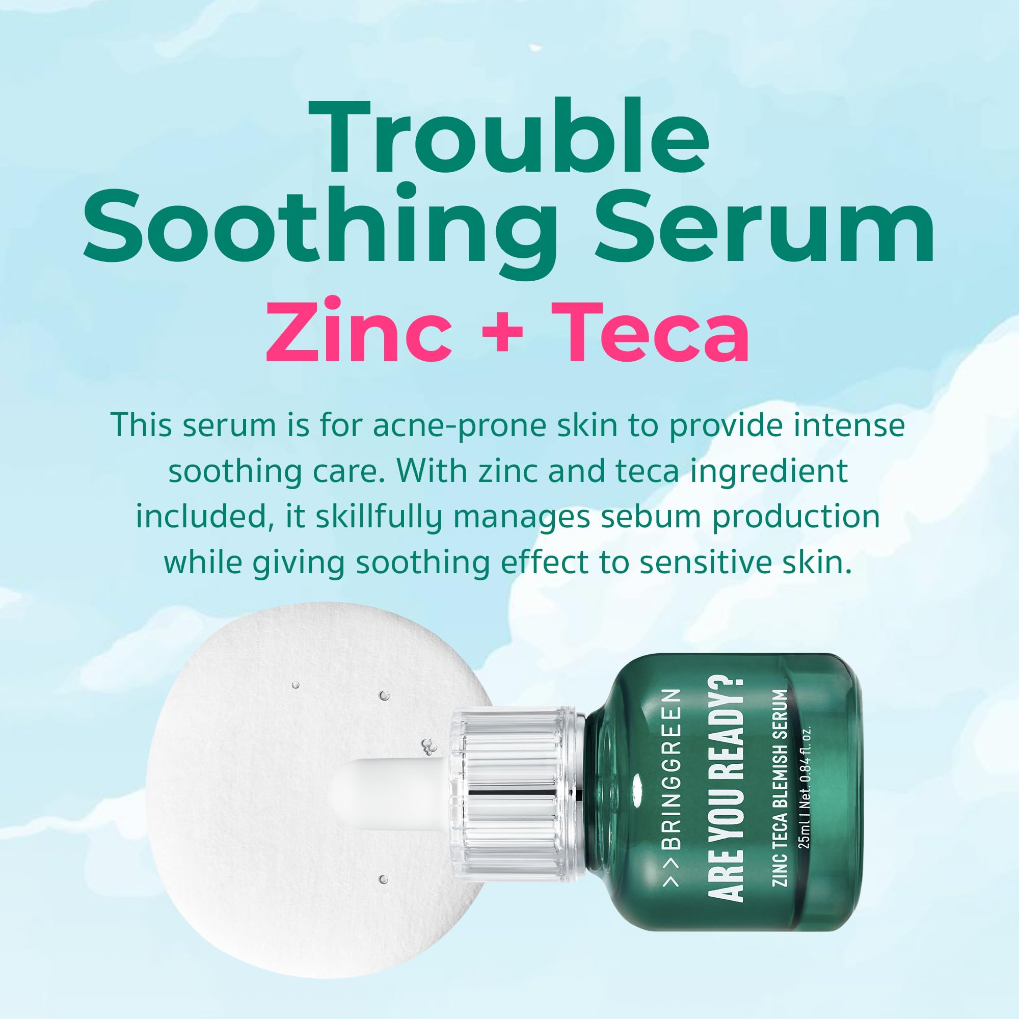 Zinc Teca Serum cream texture close-up highlighting soothing hydration.