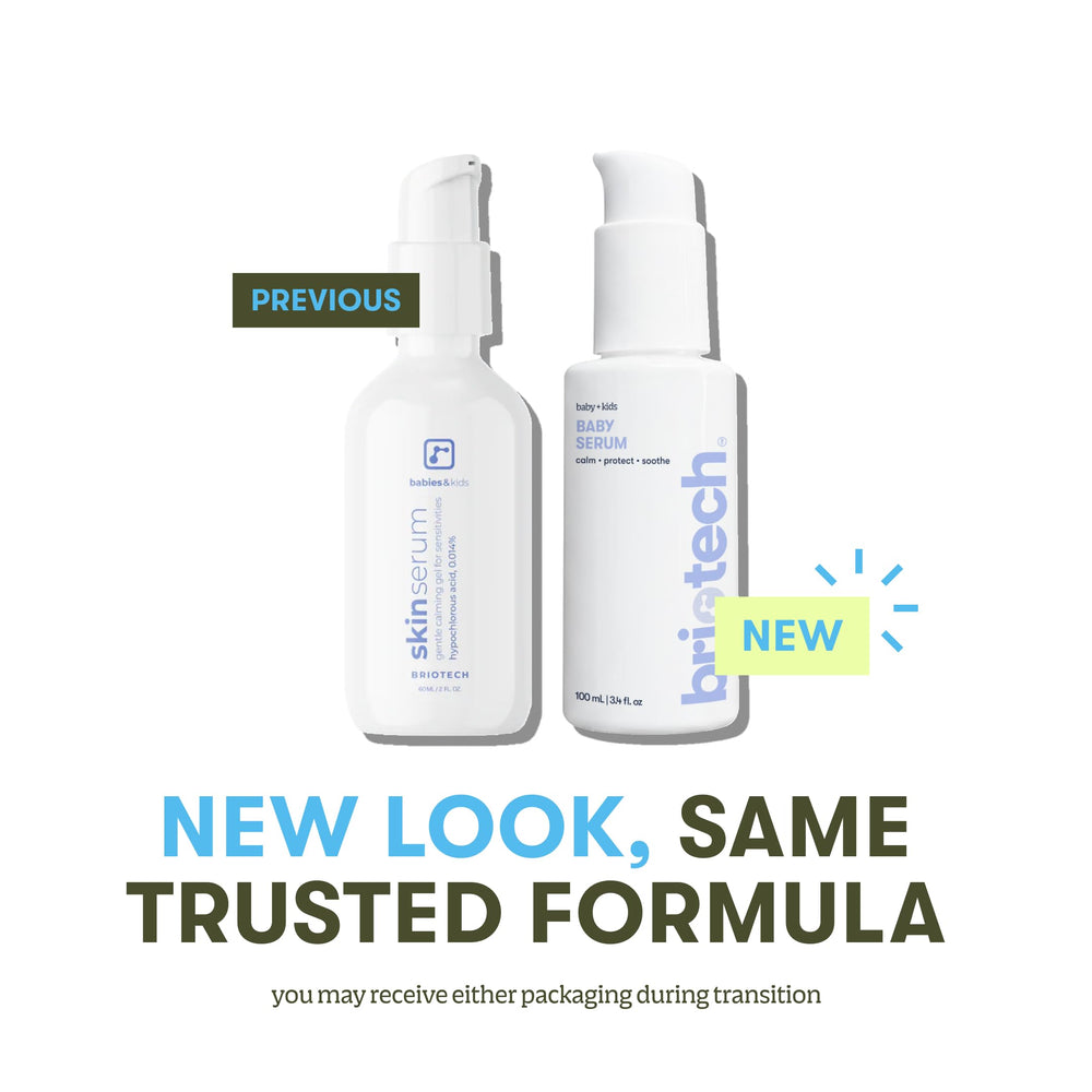 BRIOTECH family-ready skin care scene highlighting kid-friendly serum