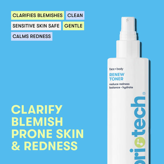 BRIOTECH Renew Toner spray mist provides gentle hydration for sensitive skin.