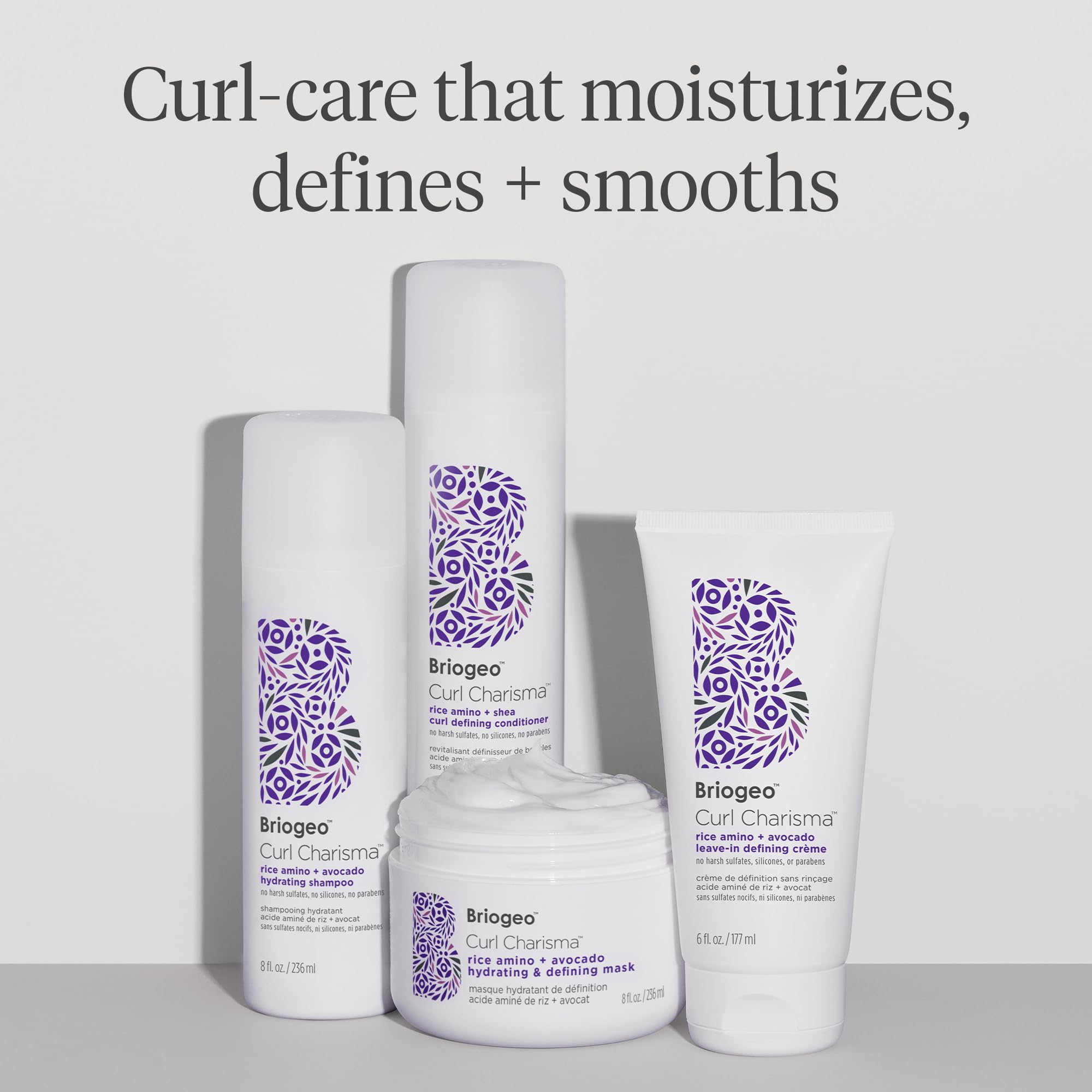Briogeo Curl Charisma silicone-free label communicates lightweight, non-weighing hydration.