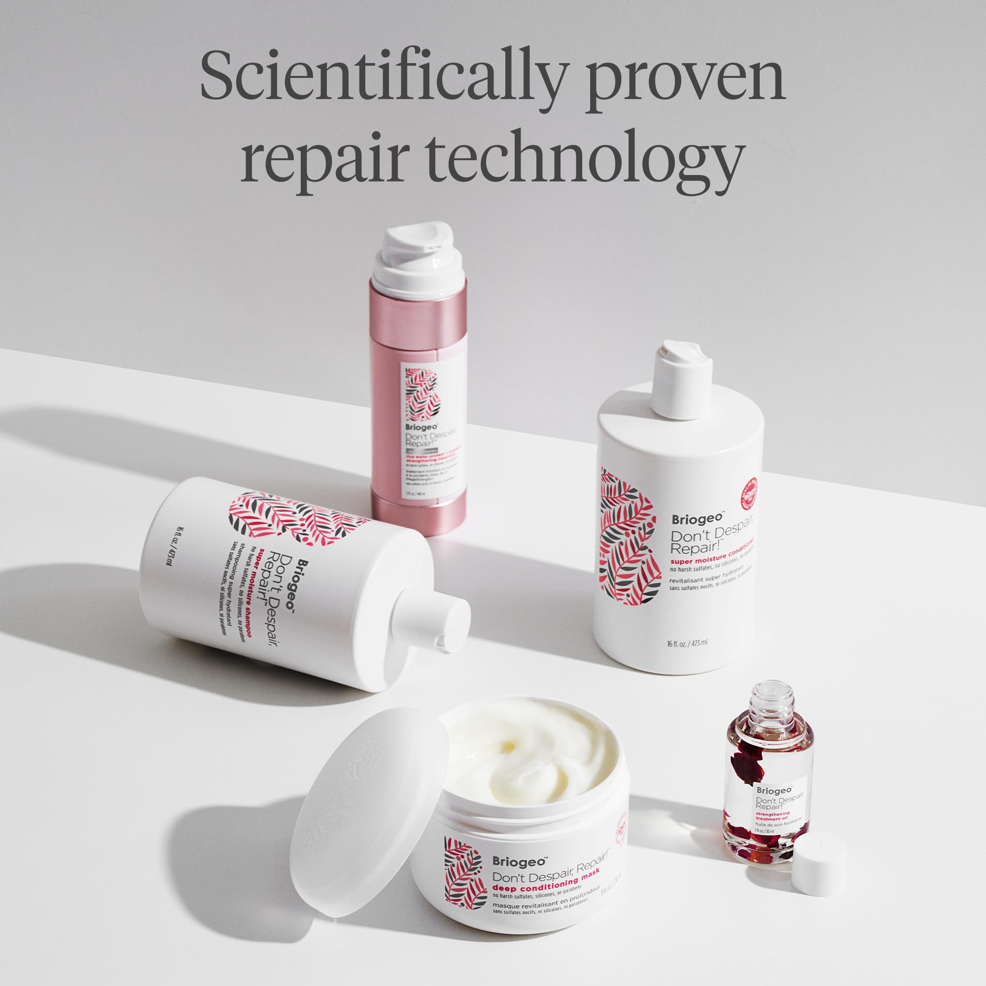 Briogeo Don't Despair, Repair! dry-hair texture close-up showing frizz control.