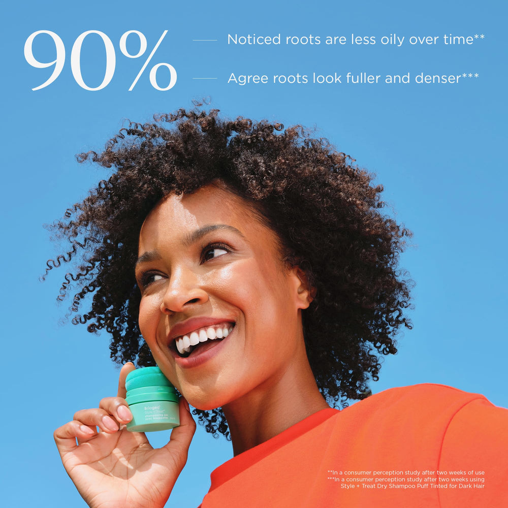 Briogeo Style & Treat Dry Shampoo Puff non-aerosol alternative.