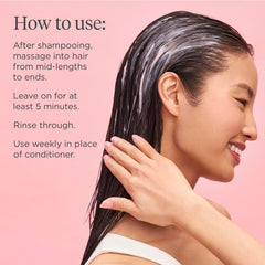 Application detail reinforces lightweight, non-greasy feel on hair