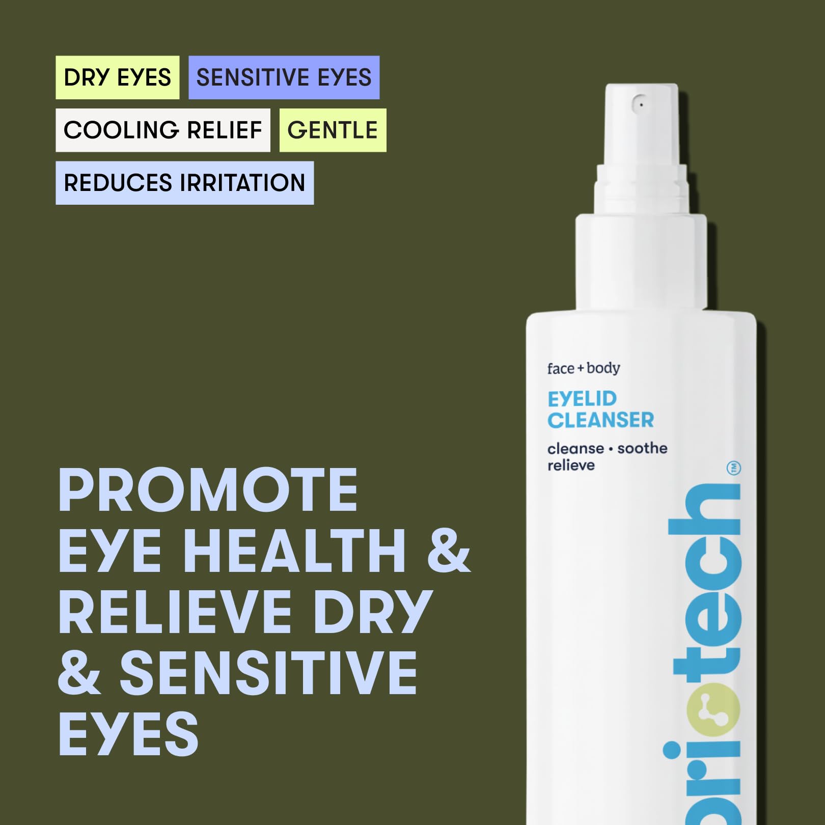 BRIOTECH Eyelid Cleanser on a cotton pad for easy pat-and-clean routine.