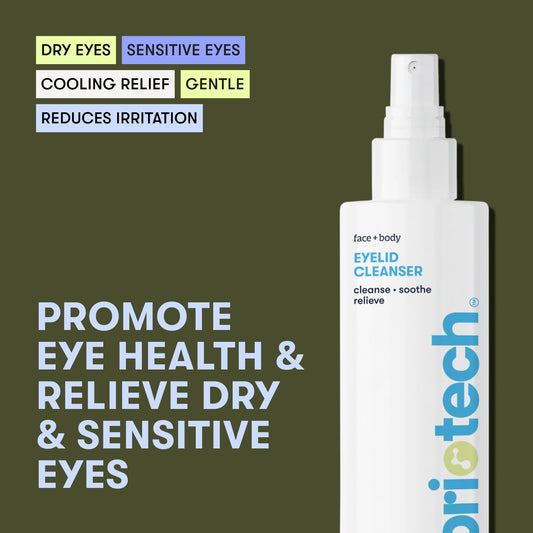 BRIOTECH Eyelid Cleanser on a cotton pad for easy pat-and-clean routine.
